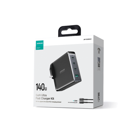 Joyroom GaN zidni punjač (140W) - 3x Type C i 1x USB + kabel Type C na Type C 1.2m (240W) - crni 241150