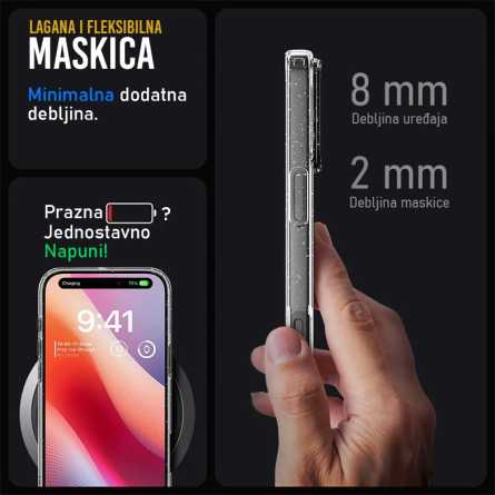 Prozirna Silikonska Glitter Maskica za iPhone 16 Pro 248983