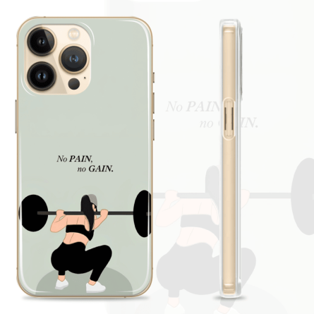 Silikonska maskica za mobitel - No pain, no gain, girl - Gym - 27 242955