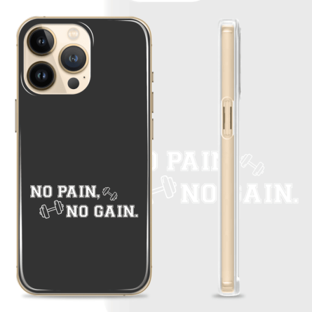 Silikonska maskica za mobitel - No pain, no gain - Crna - Gym - 31 242971