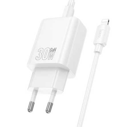 HOCO zidni punjač PD/QC 30W – TypeC + Lightning kabel – Bijeli 268283