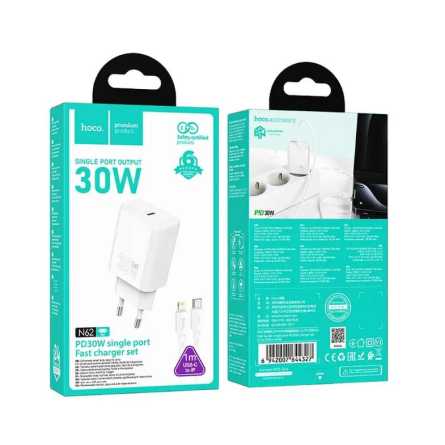 HOCO zidni punjač PD/QC 30W – TypeC + Lightning kabel – Bijeli 268286