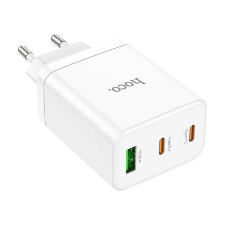 HOCO zidni strujni adapter PD QC - 1x USB - 2x Type C utor 3A (35W) - bijeli 247184