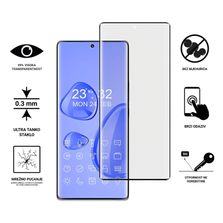 Zaštitno Staklo za ekran za Honor 70 (5G) / Honor 60 (3D zaobljeno) - (Prozirno sa crnim rubovima) 231607