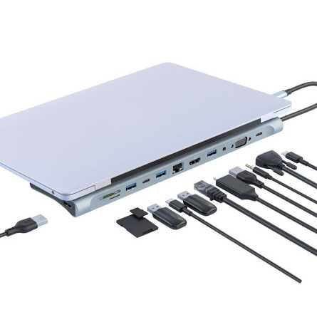 XO adapter USB HUB 12u1 - Sivi 229482