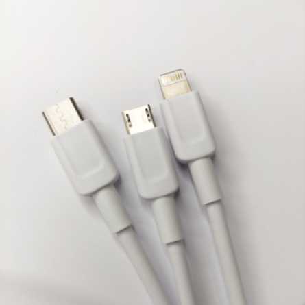 3u1 USB kabel (120cm) 2.4A - Micro, Lightning i Type-C 178117