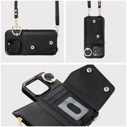 Wallet Maskica sa vezicama za iPhone 16 - Crna 265171