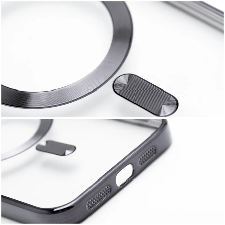 MagSafe Prozirna Silikonska maskica sa crnim rubovima za Samsung Galaxy S25 266157