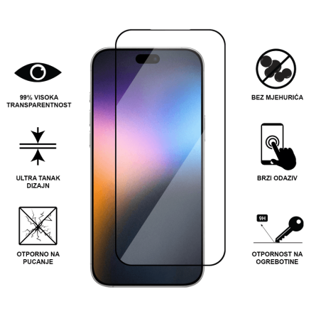 Zaštitno Staklo za ekran za iPhone 16 Pro Max / iPhone 17 Pro Max (3D Keramičko Staklo) - (Prozirno sa crnim rubovima) 257234