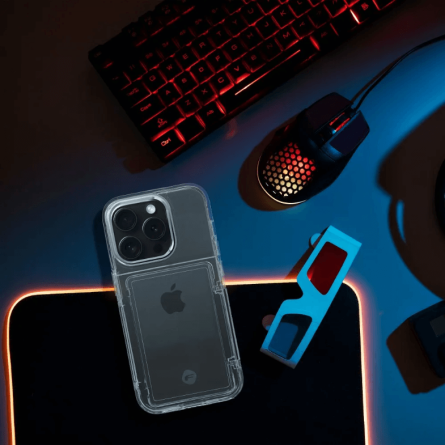 FORCELL F-PROTECT Crystal Pocket silikonska maskica s pretincem za kartice za iPhone 15 231175