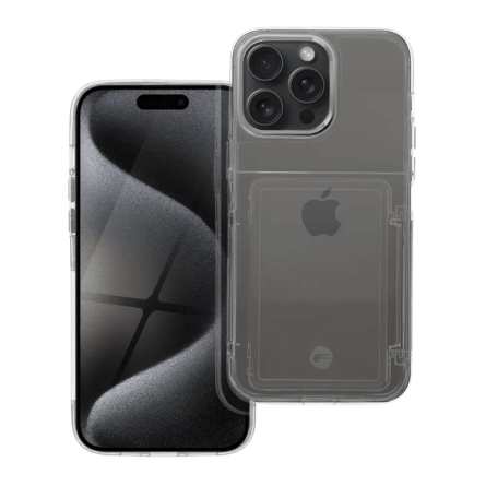 FORCELL F-PROTECT Crystal Pocket silikonska maskica s pretincem za kartice za iPhone 15 Pro Max 231164
