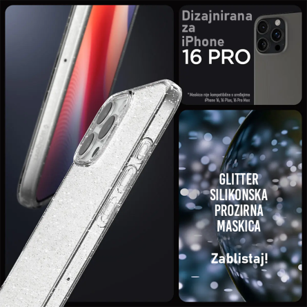 Prozirna Silikonska Glitter Maskica za iPhone 16 Pro 248780