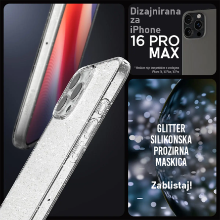 Prozirna Silikonska Glitter Maskica za iPhone 16 Pro Max 248788