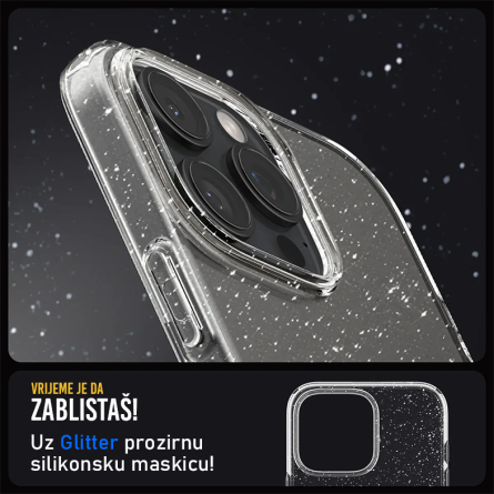 Prozirna Silikonska Glitter Maskica za iPhone 16 Pro 248784