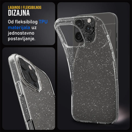 Prozirna Silikonska Glitter Maskica za iPhone 16 Pro 248785