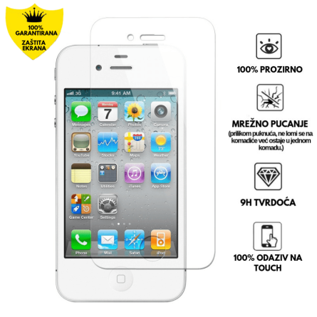 Zaštitno Staklo za ekran za iPhone 4 / 4s (2D) - Prozirno 141337