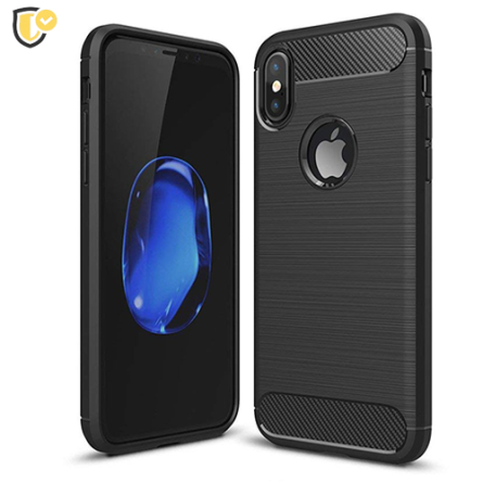 Silikonska Carbon Maskica za iPhone X/XS - Siva 237312