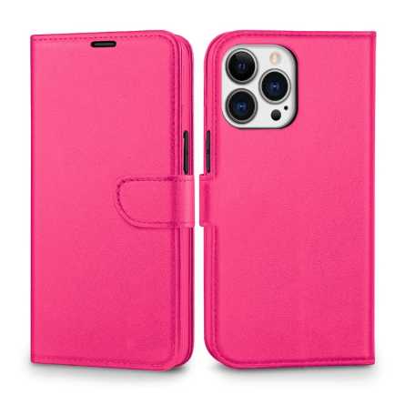 Preklopna maskica za iPhone 14 Pro Max - Tamno roza 222683