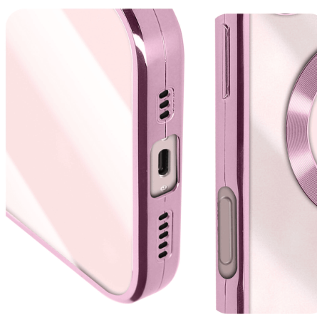 Kromirana prozirna maskica za iPhone 16 - Roza 246519