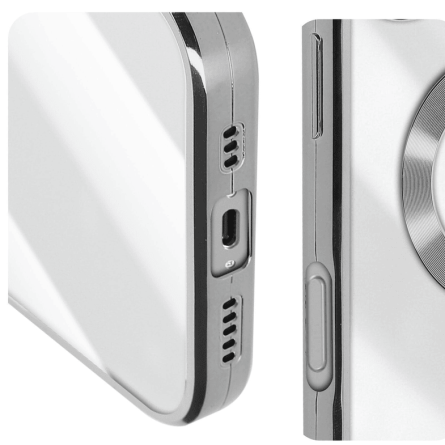 Kromirana prozirna maskica za iPhone 16 - Srebrna 246568