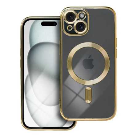 MagSafe Prozirna Silikonska Maskica sa Zlatnim Rubovima za iPhone 15 221343