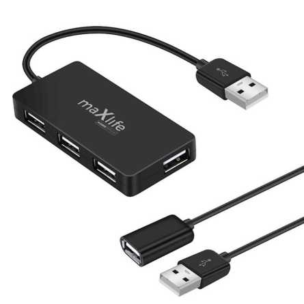 Maxlife USB hub - 4x USB port - 15 cm - kabel 1,5 m 229435