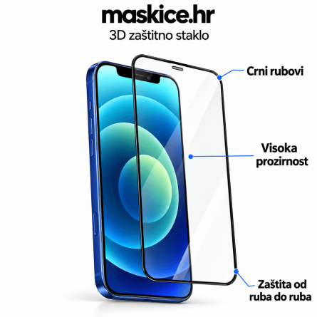 Zaštitno Staklo za ekran za iPhone 12 / iPhone 12 Pro (3D) - (Prozirno sa crnim rubovima) 270918