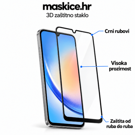 Zaštitno Staklo za ekran za Samsung Galaxy A05s (3D) - (Prozirno sa crnim rubovima) 270964
