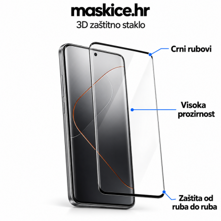 Zaštitno Staklo za ekran za Xiaomi 15 Pro (3D zaobljeno) - (Prozirno sa crnim rubovima) 270989