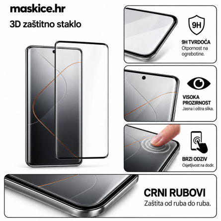 Zaštitno Staklo za ekran za Xiaomi Redmi Note 15 Pro 4G (3D Zaobljeno) - (Prozirno sa crnim rubovima) 270992