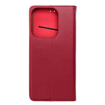 Smart Pro maskica od prirodne kože za Redmi 15C - Tamno Crvena 268441
