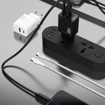 Dudao GaN zidni punjač 30W PD USB + Type-C sa Type-C kabelom – crni 269018