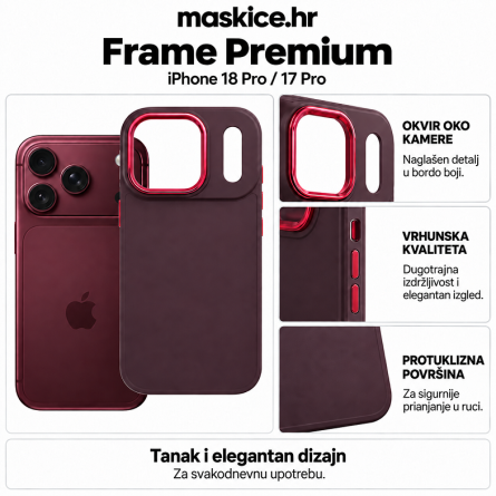 Frame Premium maskica za iPhone 18 Pro / 17 Pro - Bordo 269906