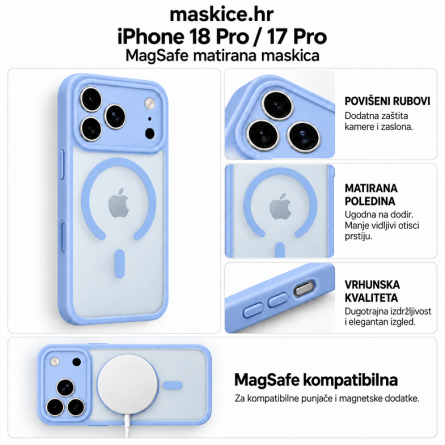 MagSafe matirana maskica za iPhone 18 Pro / 17 Pro - Svijetlo Plava 269897