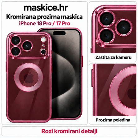  Kromirana prozirna maskica za iPhone 18 Pro / 17 Pro - Roza 270371