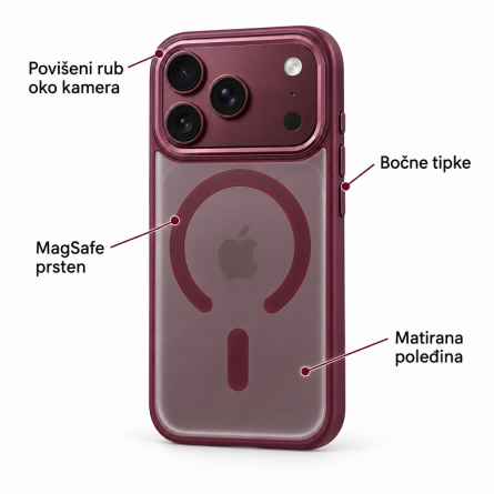 MagSafe matirana maskica za iPhone 18 Pro / 17 Pro - Bordo 269871