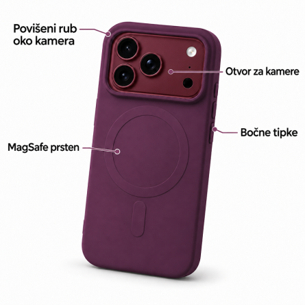 MagSafe Mekana Silikonska maskica za iPhone 18 Pro / 17 Pro - Bordo 269889