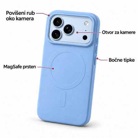 MagSafe Mekana Silikonska maskica za iPhone 18 Pro Max / 17 Pro Max - Svijetlo Plava 270310