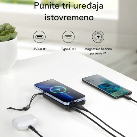 Veger MagSafe Powerbank PD QC3.0 2A 22.5W - 10000 mAh - Bijeli 269348