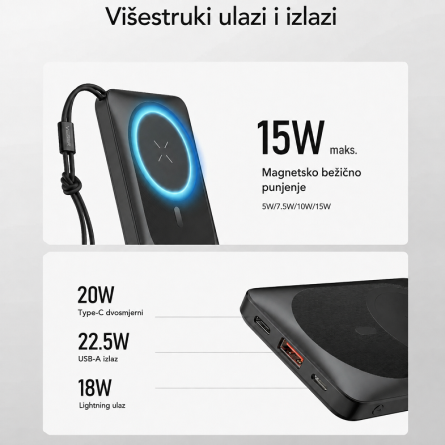 Veger MagSafe Powerbank PD QC3.0 2A 22.5W - 10000 mAh - Bijeli 269356