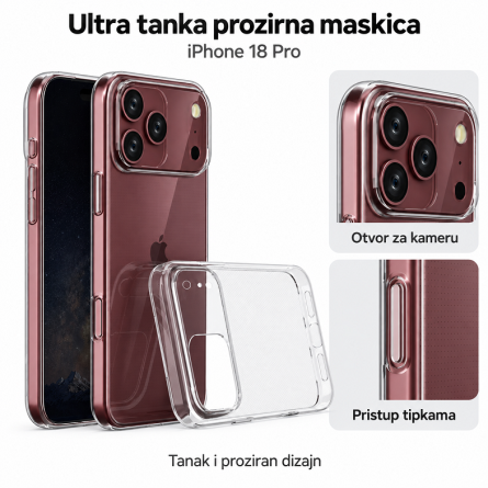 Ultra Tanka Prozirna Silikonska maskica za iPhone 18 Pro 269882