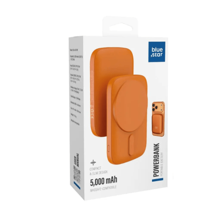 Blue Star Slim MagSafe Powerbank 15W - 5000 mAh - Narančasti 269831