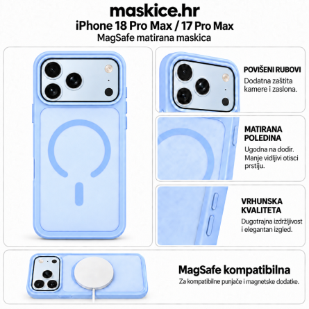 MagSafe matirana maskica za iPhone 18 Pro Max / 17 Pro Max - Svijetlo Plava 270071