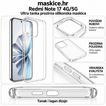 Ultra tanka Prozirna Silikonska maskica za Redmi Note 17 4G/5G  270864