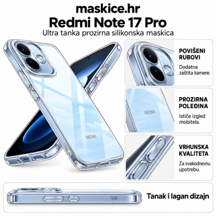 Ultra tanka Prozirna Silikonska maskica za Redmi Note 17 Pro 270865