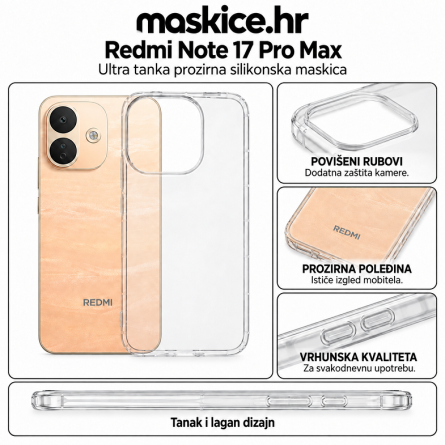 Ultra tanka Prozirna Silikonska maskica za Redmi Note 17 Pro Max 270869