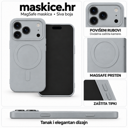 MagSafe Mekana Silikonska maskica za iPhone 18 Pro / 17 Pro - Siva 272404
