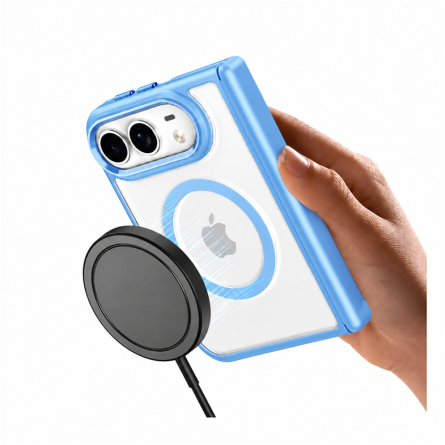 MagSafe prozirna tvrda maskica s postoljem za iPhone Duo – Plava 272672