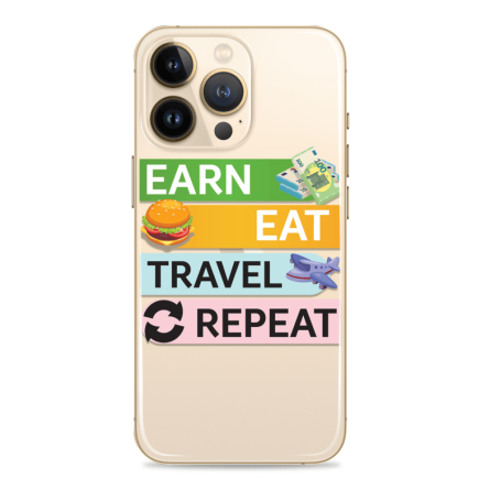 Silikonska maskica za mobitel - "Earn, Eat, Travel, Repeat" - Q-38 239450