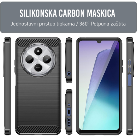 Silikonska Carbon Maskica za Redmi 14C / Redmi A4 / Poco C75 - Crna 248797